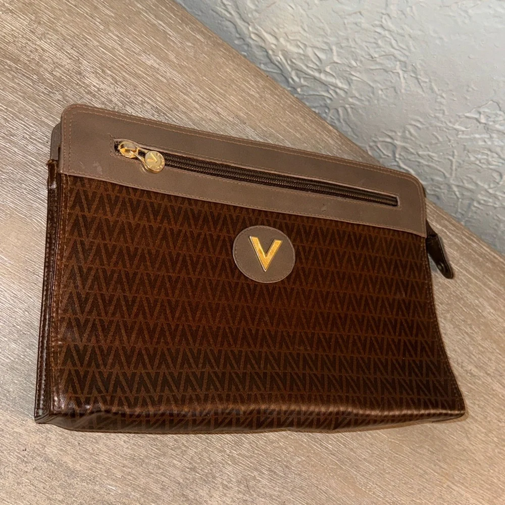 Mario Valentino Brown Leather Clutch Bag